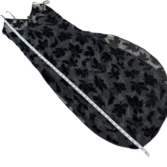 Vintage Morgan Taylor Black Sheer Slip Dress SZ S Velvet Floral By Fantasies - Picture 7 of 16